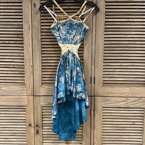 Dance Wear Costume Curtain Call Costumes Sparks Fly CLA Teal and Gold Color